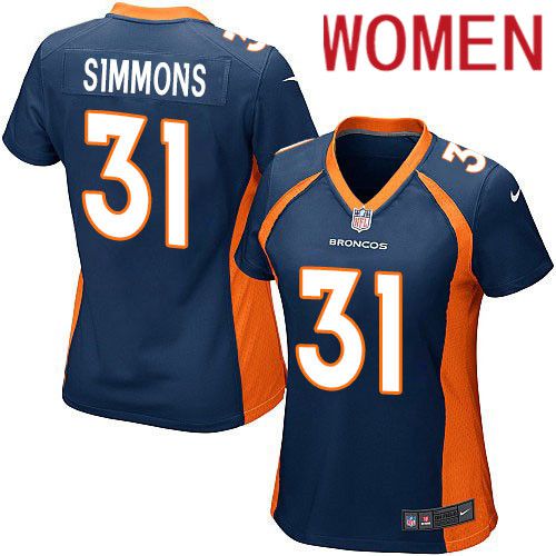 Women Denver Broncos 31 Justin Simmons Nike Navy Game NFL Jersey